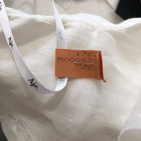 Aje Elvire Silk White Mini Dress Size 8 One Shoulder Ruffle Short Formal Party - Picture 8 of 10